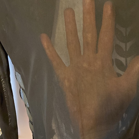 Black light tulle and vegan leather zipped jacket - Picture 6 of 7